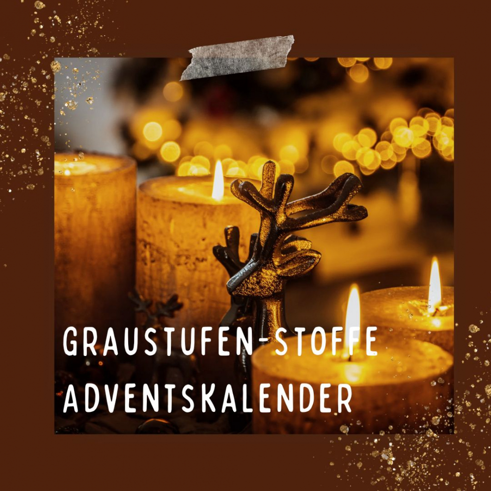 Graustufen-Stoffe Stoff-Adventskalender 2024 - midi - 4 exklusive Bio-Eigenproduktionen